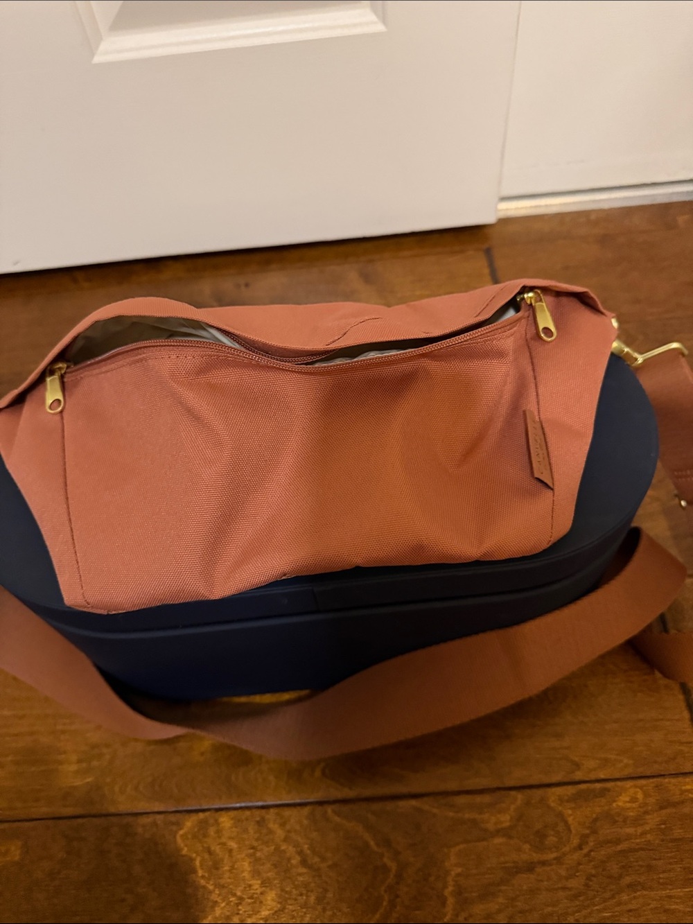 Canvelle Rust/coral Canvas Classic Fanny pack with Gold Hardware